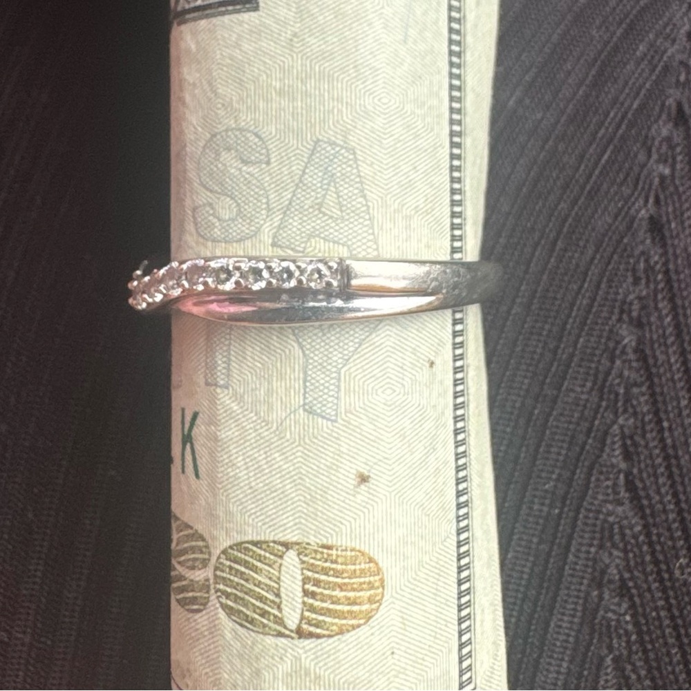 Sparkling White Gold Engagement Stack Ring - image 3